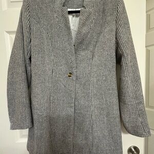 Elegant Gray Striped Women's Blazer